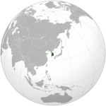 Vyznačení Jižní Koreje v mapě