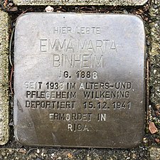 Stolperstein für Emma Marta Binheim in Hannover