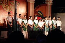 Secondary-school students onstage