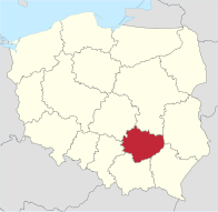 Свентокшиское воеводство на карте Польши