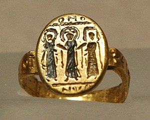 Wedding ring, Byzantium, 7th c. AD, nielloed gold.