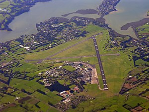 Whenuapai airbase from the air, looking eastward