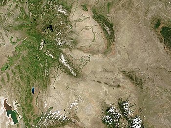 Satellite image of the Wyoming Basin, Wyoming,...