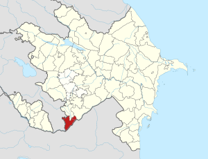 Map of Azerbaijan showing Zangilan raion