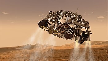 Representación conceptual del descenso en Marte