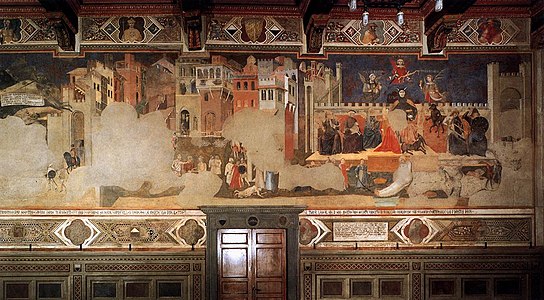 Folgen der schlechten Regierung in der Stadt, Fresko, 1337–1340, Sala dei Nove, Palazzo Pubblico, Siena