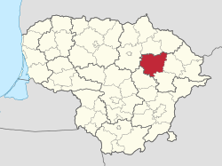Location of Anykščiai District Municipality within Lithuania
