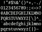 Caracteres ASCII imprimibles, del 32 al 126.