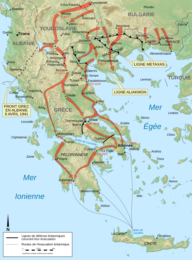 Description de l'image Battle of Greece WWII 1941 map-fr.svg.