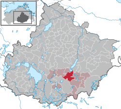 Elhelyezkedése Mecklenburg-Elő-Pomeránia térképén