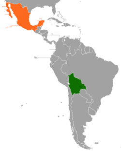 Карта с указанием местоположения Боливии и Мексики
