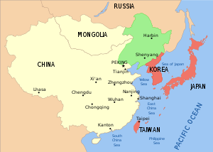 East Asia blank map China/Japan/Korean peninsu...
