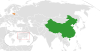 Location map for China and Lithuania.