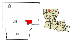 Location of Lisbon in Claiborne Parish, Louisiana.