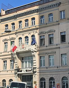 The Consulate-General of Italy in Istanbul flown half-mast Italian flag after the national mourning on 14 June 2023. Consulate-General of Italy in Istanbul 2.jpg