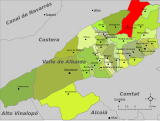 Localización de Cuatretonda respecto al Valle de Albaida