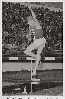 Erik Blomster vuoden 1950 yleisurheilun EM-kisoissa.