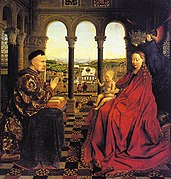 Ян ван Ейк,«Мадонна канцлера Роллена», бл. 1434, Лувр.