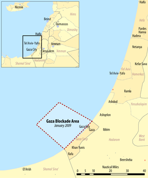 Extent of the Gaza Strip Sea Blockade, 2009