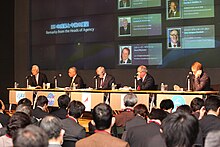 The heads of the ISS agencies from Canada, Europe, Japan, Russia and the United States meet in Tokyo to review ISS cooperation. Heads of Agency International Space Station.jpg