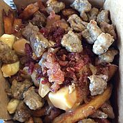 poutine with sausage and bacon