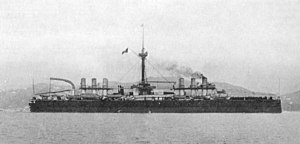 Italian battleship Italia (1880) at La Spezia 1897.jpg