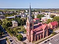 Katoļu un Raiņa ielas stūris ar Jelgavas katoļu katedrāli