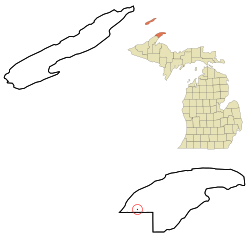 Location of Ahmeek in Keweenaw County, Michigan