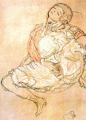 Masturbation by Klimt, drawing 1913