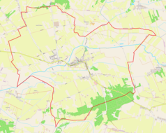 Mapa konturowa Latowic, w centrum znajduje się punkt z opisem „Parafia św. Trójcy”