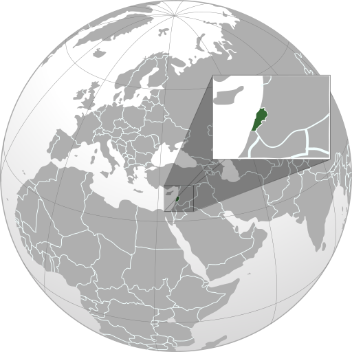 Location of Lebanon (in green)