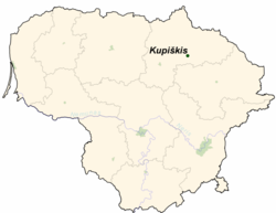 クピシュキスの位置（リトアニア共和国）の位置図