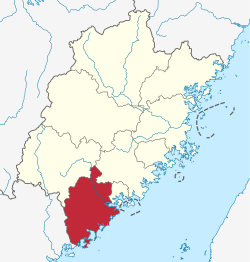 Расположение юрисдикции города Чжанчжоу в провинции Фуцзянь