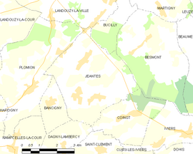 Mapa obce Jeantes