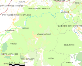 Mapa obce Méjannes-le-Clap