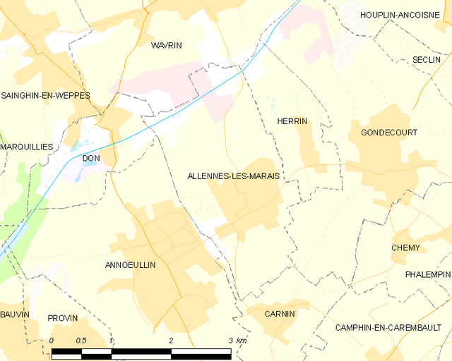 Poziția localității Allennes-les-Marais