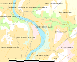 Mapa obce Fontaines-sur-Saône