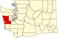 Map of Vašington highlighting Grays Harbor County