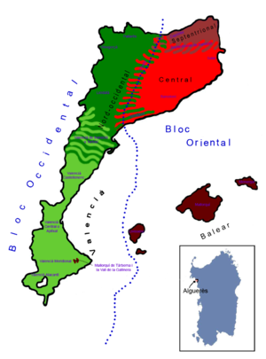 Katalunieraren dialektoen mapa