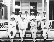 Members of the First Legislative Assembly of Samoa under New Zealand administration, circa 1921. Members of the First Legislative Council in Samoa ca 1921.jpg