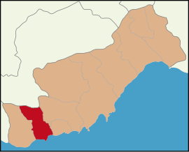 Map showing Bozyazı District in Mersin Province