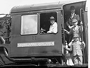 Sir Alexander in the cab of his namesake locomotive