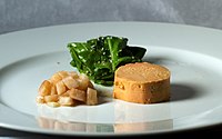 Pâté de foie gras (right) with pickled pear.