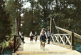 Nackanäsbron över sundet, vykort från omkring år 1900.