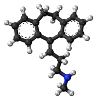 Ball-and-stick model of the nortriptyline molecule