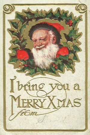 English: Christmas postcard picture with Santa...