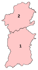Circonscriptions parlementaires de Powys depuis 2010.