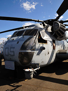 The front of a CH-53 Super Stallion