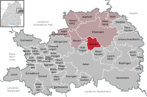 Poziția Rainau pe harta districtului Ostalbkreis