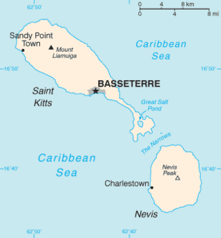 Mapa Saint Kitts i Nevis